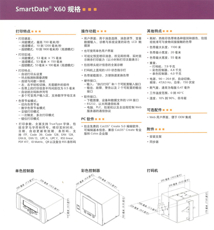 馬肯依瑪士X60熱轉印打碼機打印特點及操作功能